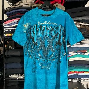 Y2k Avirex Blue Graphic Short Sleeve Tee